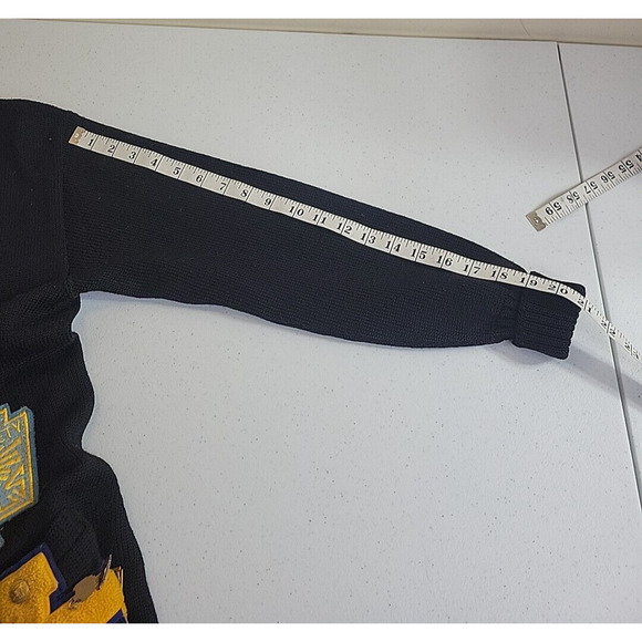 Vintage Academia Medals Puritan Natch Black Letterman Wool Sweater Mens Sz Small - Picture 9 of 16